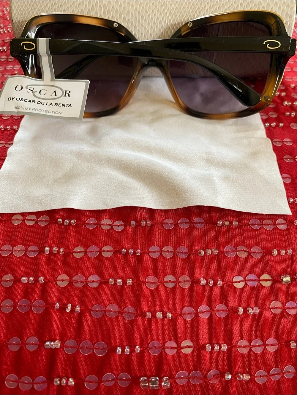 Oscar De La Renta Oversized Turquoise Gold Detail Purple Graduated Lenses NWT